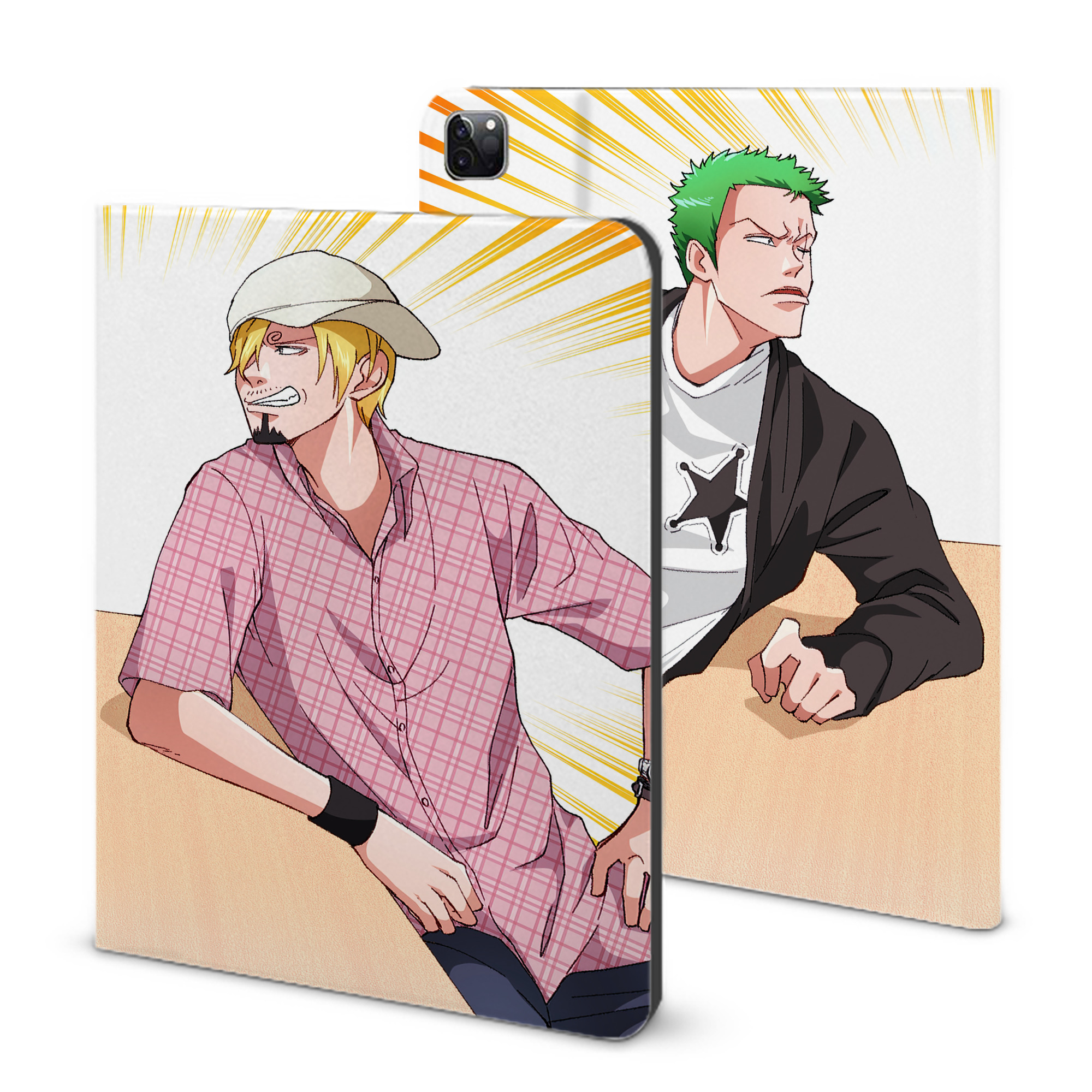 ワンピース ONE PIECE IPad ケース ブック型 PUレザー TPU 耐衝撃 軽量 薄型 ペン収納なし 全面保護 IPad 各モデル対応